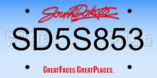 SD5S853 South Dakota License Plate