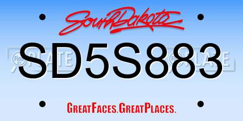SD5S883 South Dakota License Plate