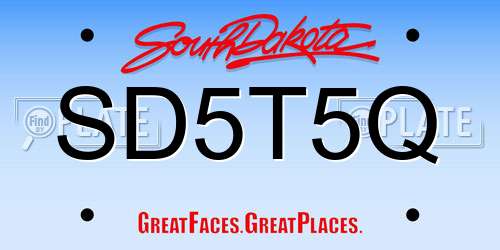 SD5T5Q South Dakota License Plate