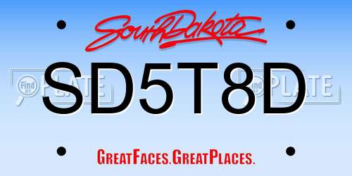 SD5T8D South Dakota License Plate
