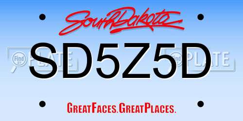 SD5Z5D South Dakota License Plate