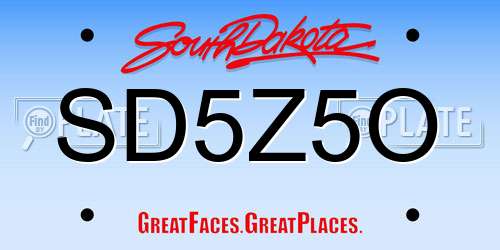 SD5Z5O South Dakota License Plate