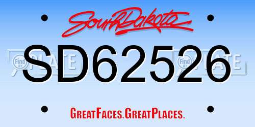 SD62526 South Dakota License Plate