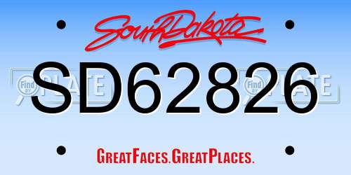SD62826 South Dakota License Plate