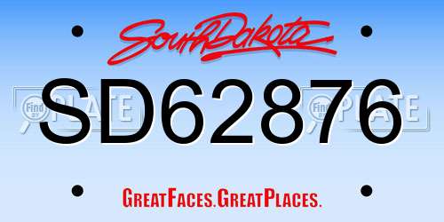 SD62876 South Dakota License Plate