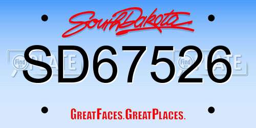 SD67526 South Dakota License Plate