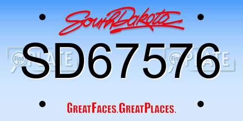SD67576 South Dakota License Plate