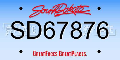 SD67876 South Dakota License Plate