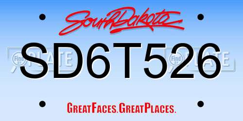 SD6T526 South Dakota License Plate