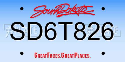 SD6T826 South Dakota License Plate