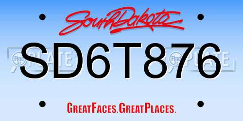 SD6T876 South Dakota License Plate