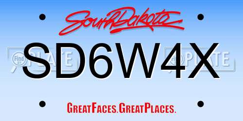 SD6W4X South Dakota License Plate