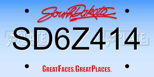 SD6Z414 South Dakota License Plate