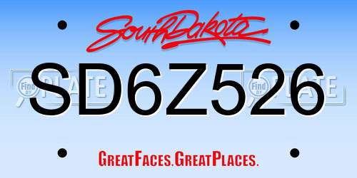 SD6Z526 South Dakota License Plate
