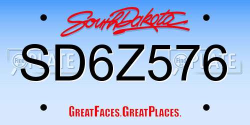 SD6Z576 South Dakota License Plate