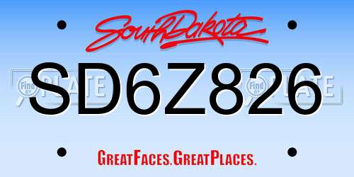 SD6Z826 South Dakota License Plate