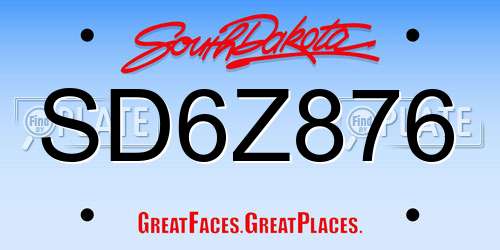 SD6Z876 South Dakota License Plate
