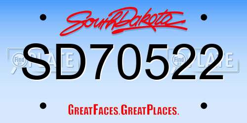 SD70522 South Dakota License Plate