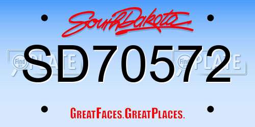 SD70572 South Dakota License Plate