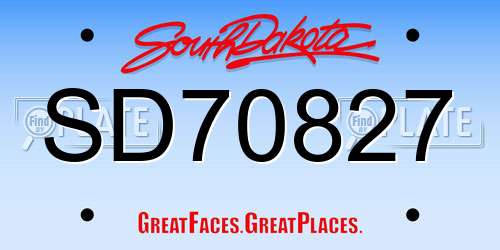 SD70827 South Dakota License Plate