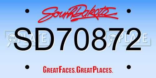 SD70872 South Dakota License Plate