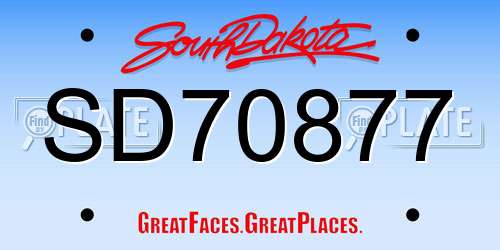 SD70877 South Dakota License Plate