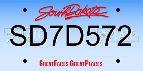SD7D572 South Dakota License Plate