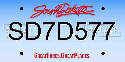 SD7D577 South Dakota License Plate