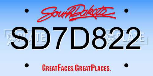 SD7D822 South Dakota License Plate