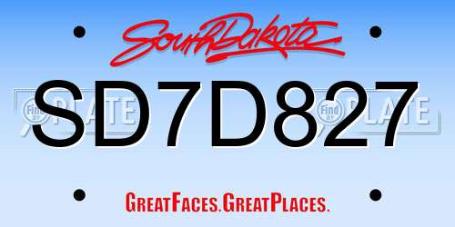 SD7D827 South Dakota License Plate
