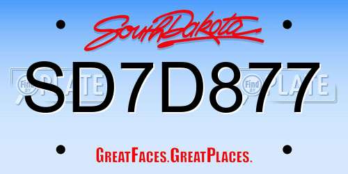 SD7D877 South Dakota License Plate