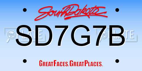 SD7G7B South Dakota License Plate