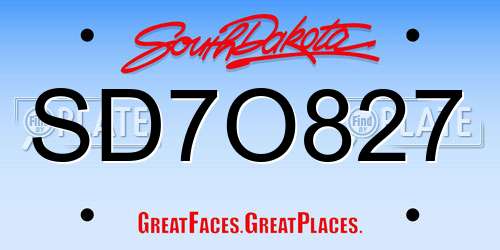 SD7O827 South Dakota License Plate