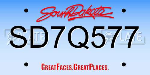 SD7Q577 South Dakota License Plate
