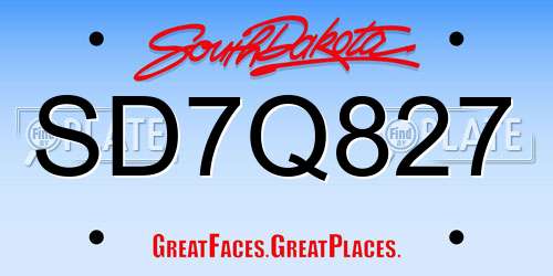SD7Q827 South Dakota License Plate