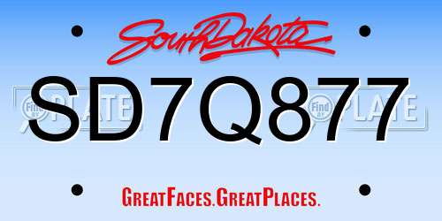 SD7Q877 South Dakota License Plate