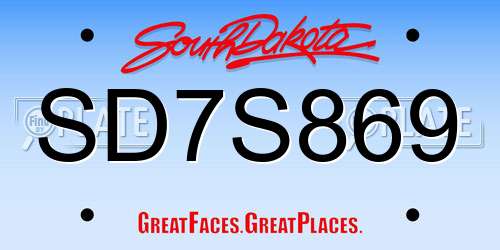 SD7S869 South Dakota License Plate