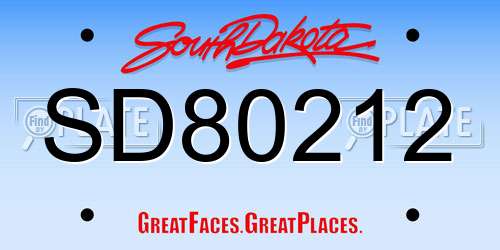 SD80212 South Dakota License Plate