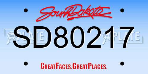 SD80217 South Dakota License Plate