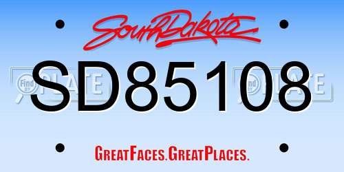 SD85108 South Dakota License Plate