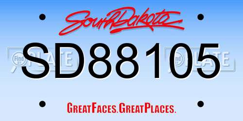 SD88105 South Dakota License Plate