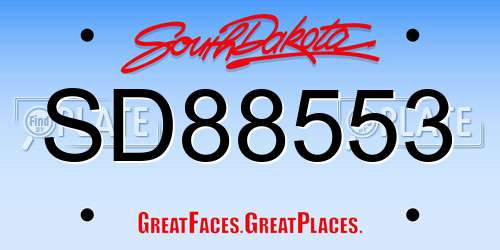 SD88553 South Dakota License Plate