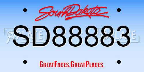 SD88883 South Dakota License Plate