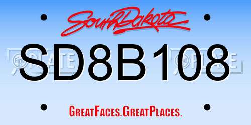 SD8B108 South Dakota License Plate
