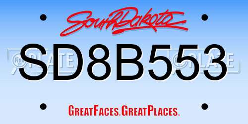 SD8B553 South Dakota License Plate
