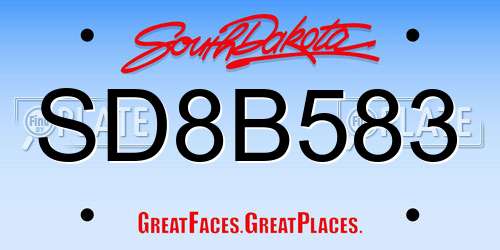 SD8B583 South Dakota License Plate