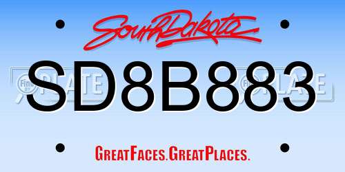 SD8B883 South Dakota License Plate