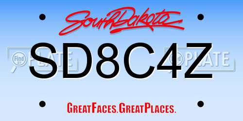 SD8C4Z South Dakota License Plate