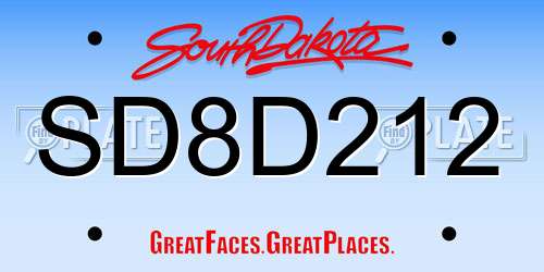 SD8D212 South Dakota License Plate