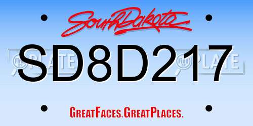 SD8D217 South Dakota License Plate